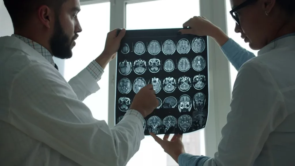 Doctors reviewing brain MRI scan: how do you rewire your brain with neuroplasticity