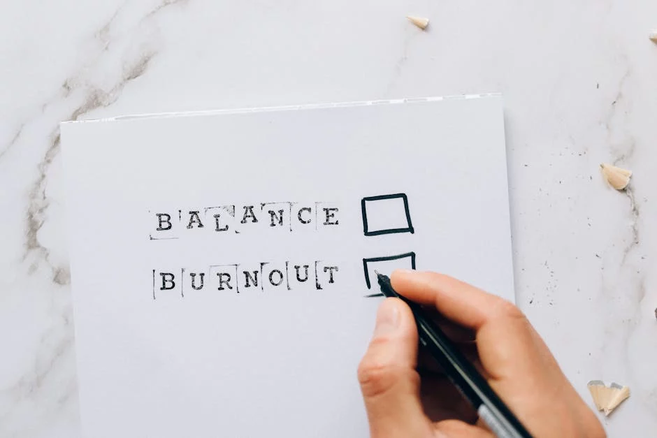 Checklist for balance vs burnout in a 2-minute diagnostic on how to enhance focus and improve productivity