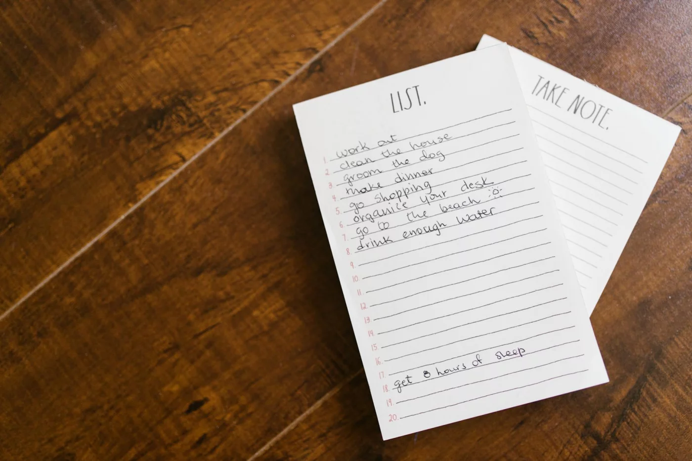 Handwritten to-do list showing a daily routine for how to improve brain function and memory and boost concentration