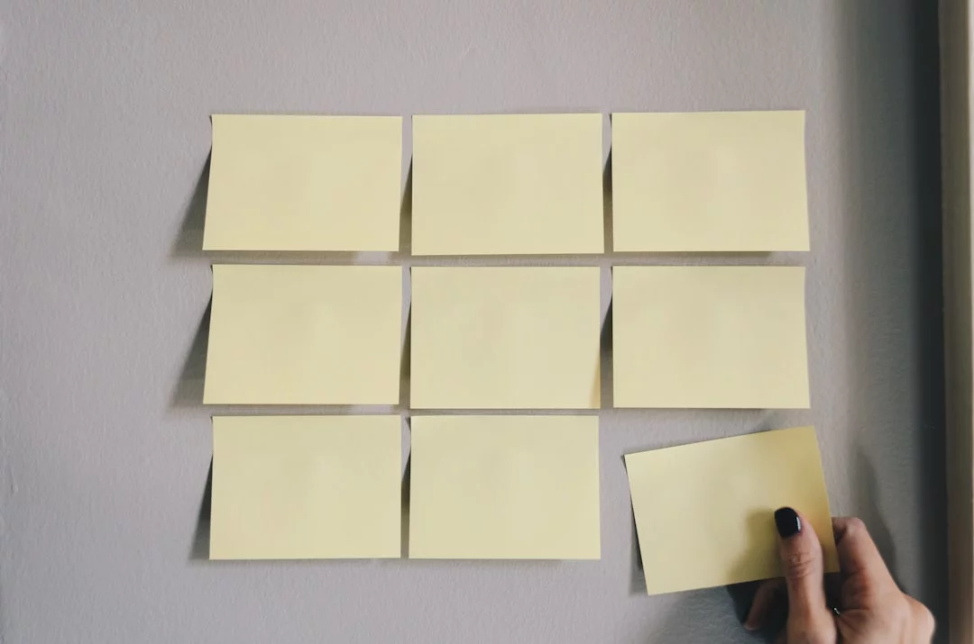 Six white sticky notes mapping what is 80/20 thinking: executive function, cognitive load, and attention residue