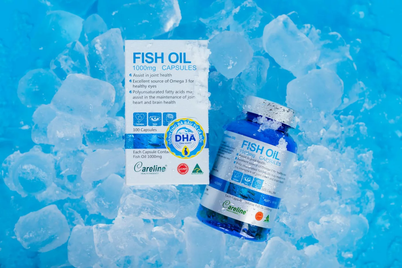 Omega-3 and Brain Function: 7 Checks Before You Buy Fish Oil Fish oil capsules on ice with packaging for a 7-step checklist on does fish oil help cognitive function