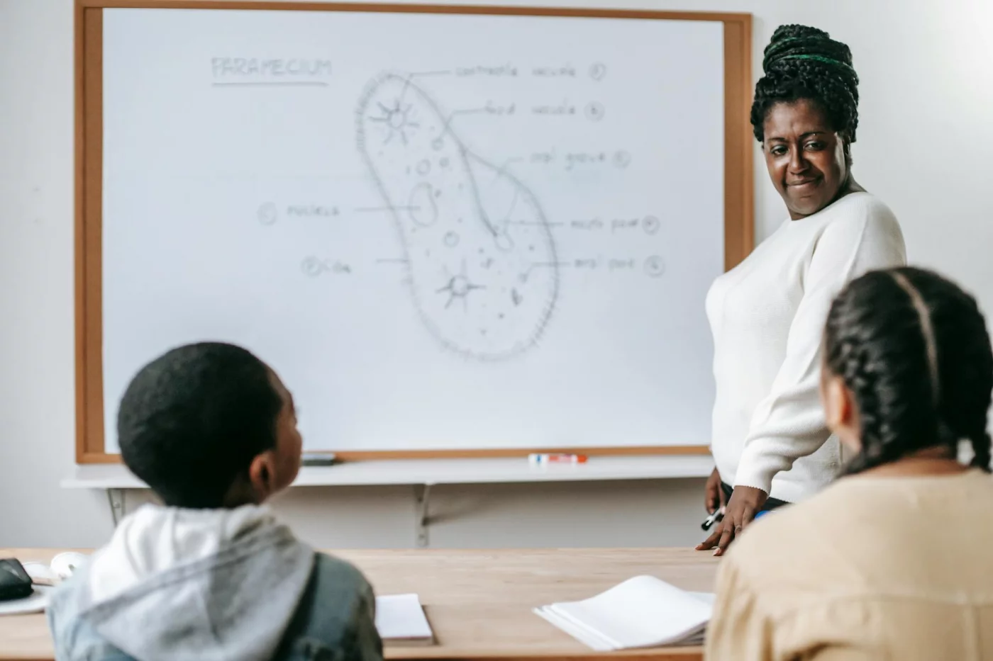 7 Brain-Based Habits to Improve Communication Skills for Students Teacher engaging teens in class, showing how to improve communication skills for students through active discussion
