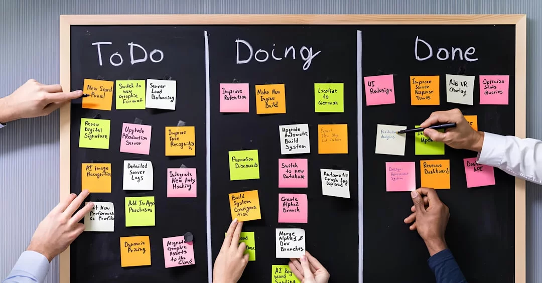 Kanban board for task management showing how to overcome procrastination with clear, organized steps