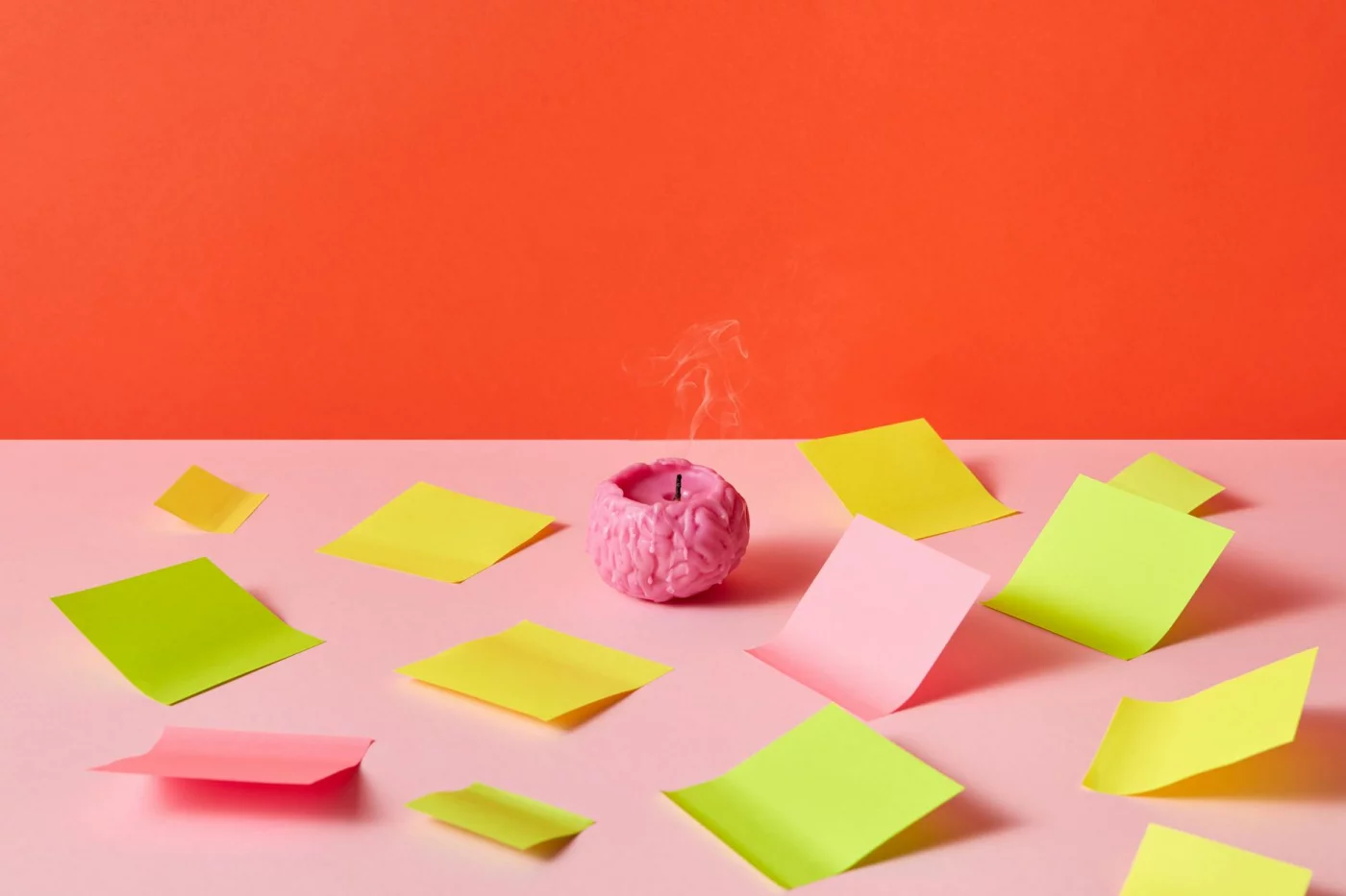 What Part of the Brain Controls Memory and Concentration? Brain-shaped candle with sticky notes illustrating what part of the brain controls memory and concentration