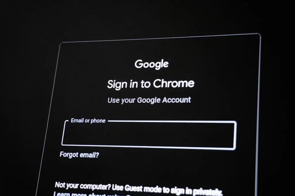 Google Chrome sign-in screen illustrating setup steps for a website blocker extension for chrome users