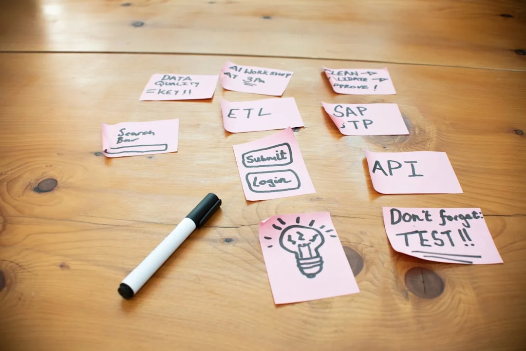 Sticky notes on a wooden table showing what are tags in notes for a simple exam study system